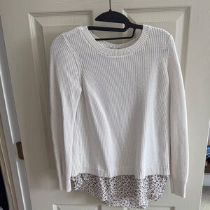 LOFT Ivory Sweater with Floral Detail
